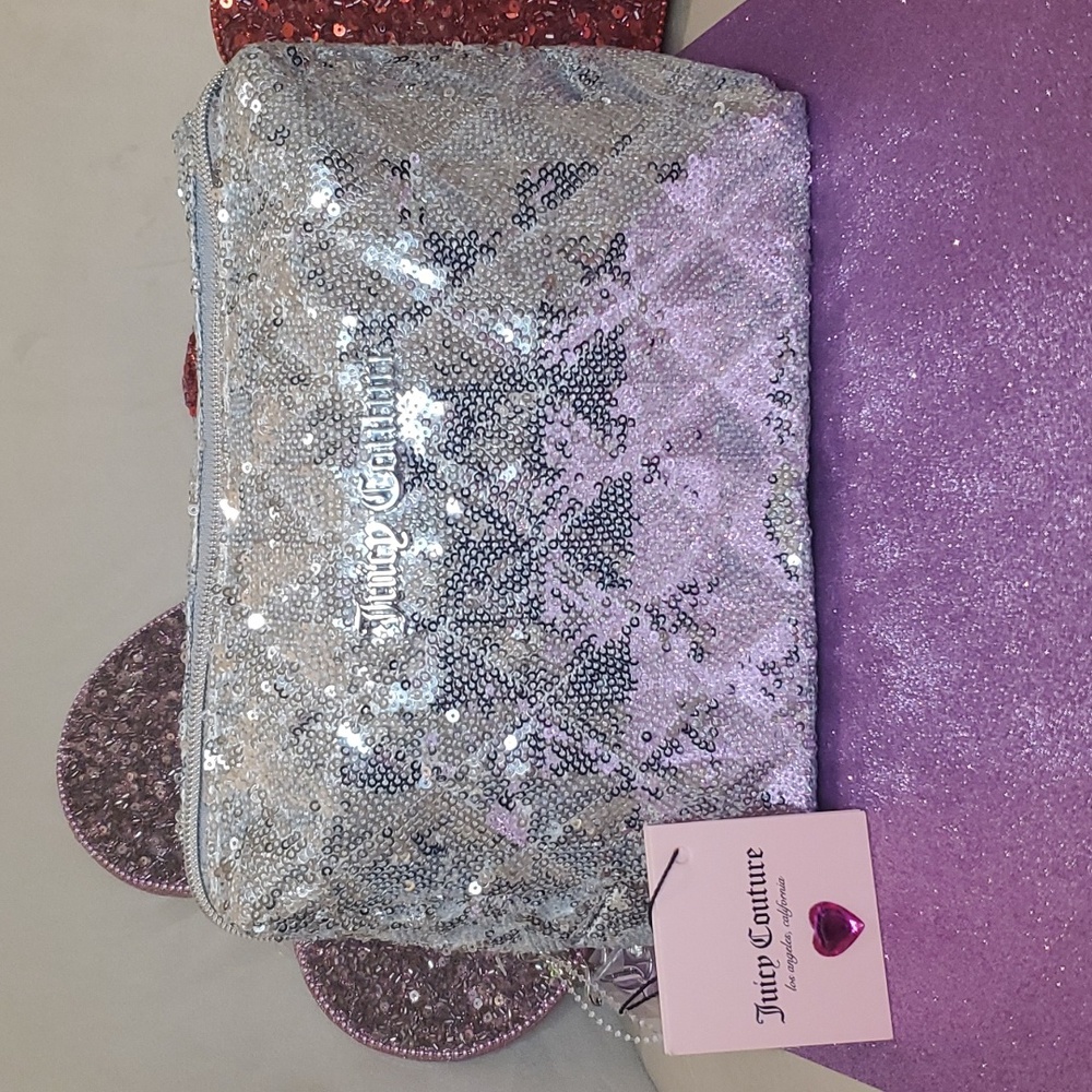Juicy Couture 💖NWT💖 Silver Sequins Cosmetic Bag!💖💖💖
